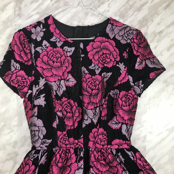ASOS Structured Dolly Skater Dress Floral Black 0 - Picture 3 of 15